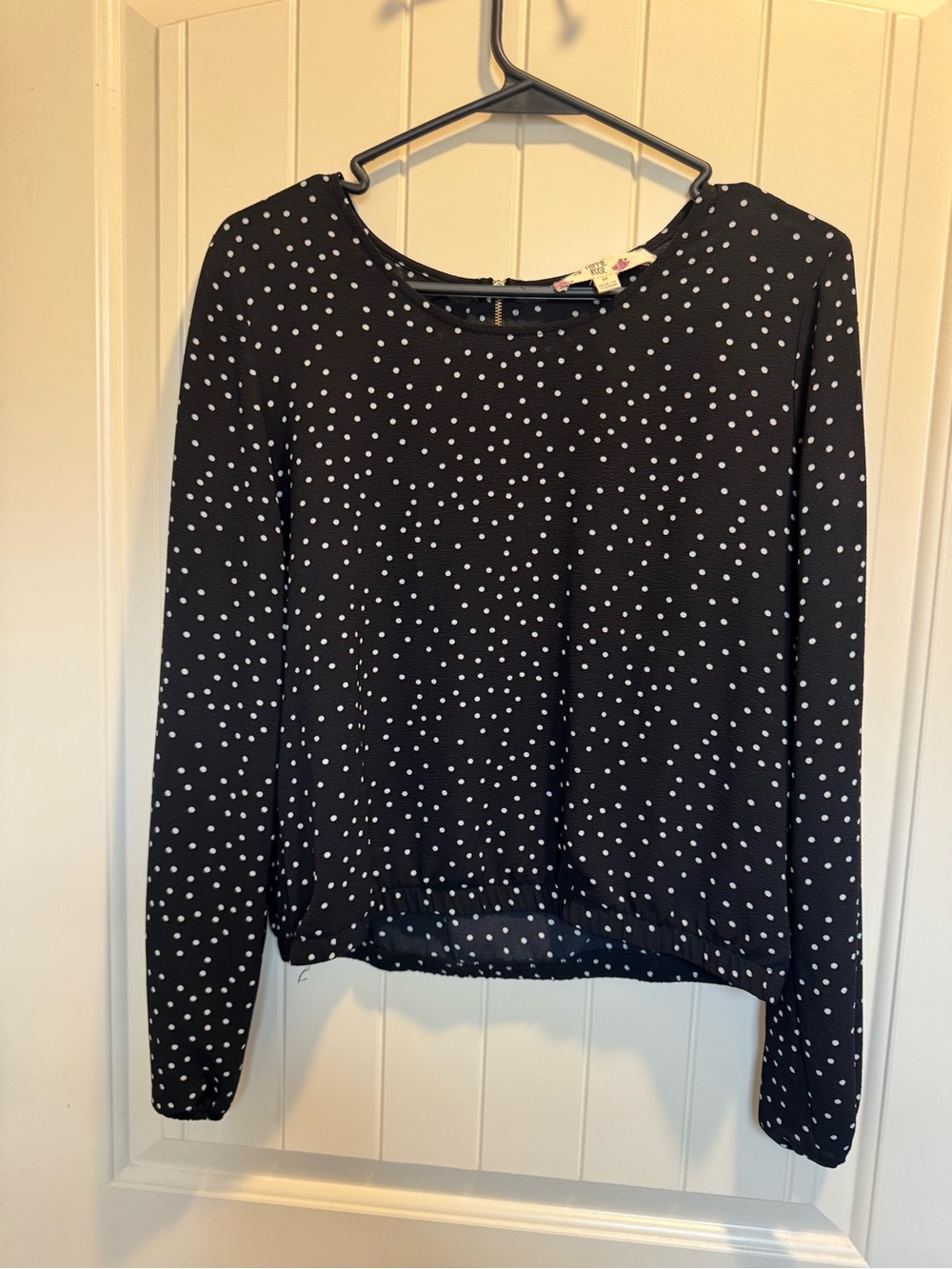 Hippie Rose Black Long-Sleeve Polka Dot Top
